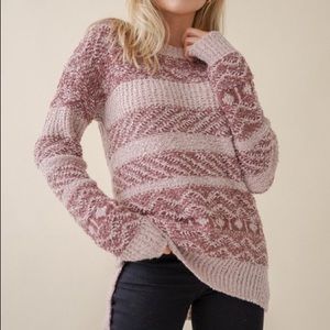 NEW Boutique Textured Pullover Geometric Sweater Size Large Boho Chic